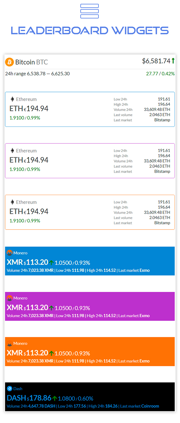 Premium Cryptocurrency Widgets | JavaScript Crypto Plugin - 16